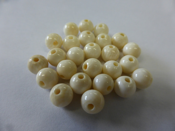 鯨歯 ぞうげふ 約φ10㎜丸玉 20個 ブレスレット クリーム色