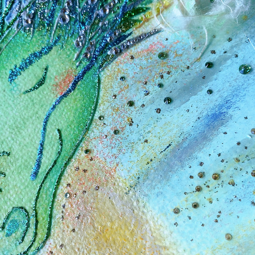癒し絵画３点 宵の庭に咲く星と ヒーリングアート 癒しの絵画 キラキラ光る
