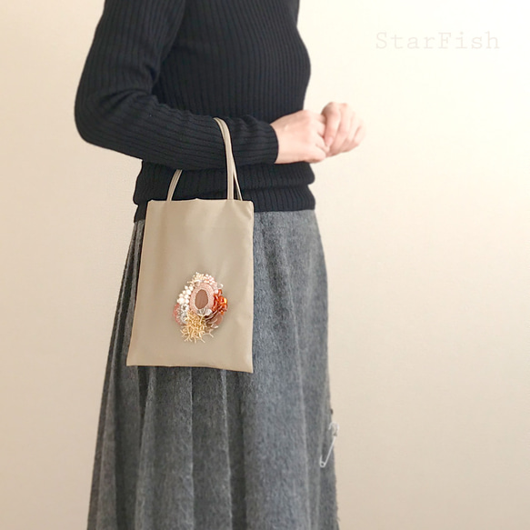 シモンズグランドセール 珊瑚礁Ⅰ】一点物 ビーズ刺繍バッグ 「廃漁網」を素材にした バッグ
