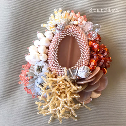 【珊瑚礁Ⅰ】一点物　ビーズ刺繍バッグ　「廃漁網」を素材にしたテキスタイル・クリエイターコラボ企画　送料無料 4枚目の画像