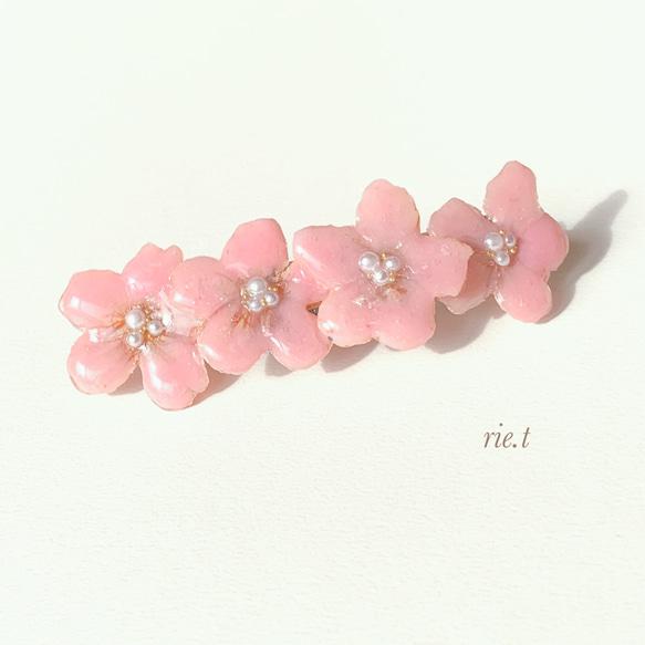 再販2【rie.t】本物の桜 バレッタ 4枚目の画像