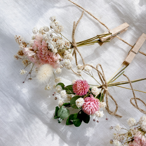 ドライフラワーミニガーランドくすみピンク