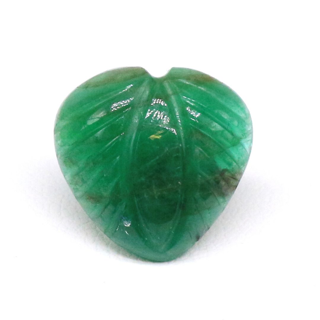 AG-CAL-04 天然石 彫刻 ルース エメラルド リーフ型