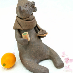 「たい焼き猫」　陶製オブジェ 2枚目の画像