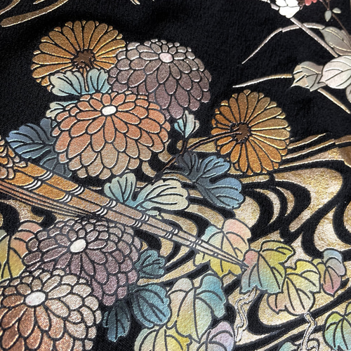 送料無料 着物 リメイク 留袖 螺鈿細工 正絹 大きめ シルク ロング