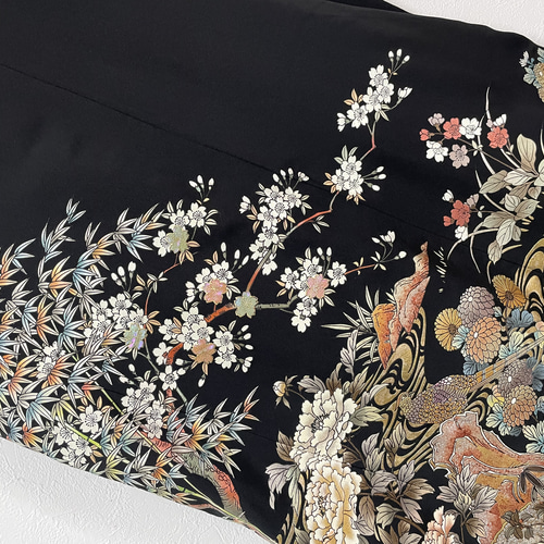 送料無料 着物 リメイク 留袖 螺鈿細工 正絹 大きめ シルク ロング