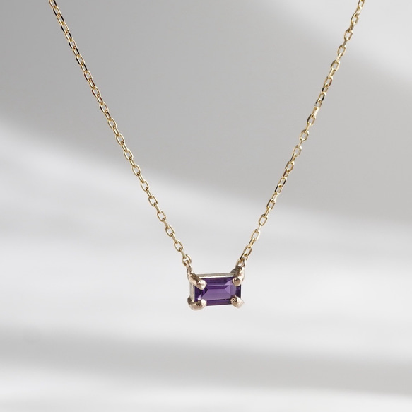 [February] Amethyst octagon necklace [P086K10YG(AM)] 1枚目の画像