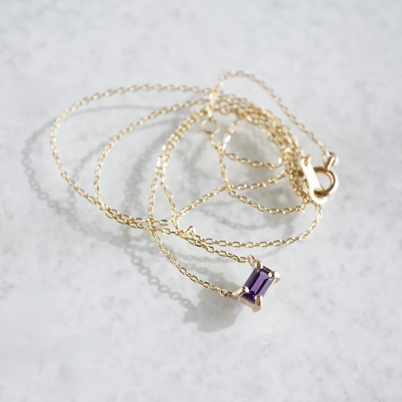 [February] Amethyst octagon necklace [P086K10YG(AM)] 4枚目の画像