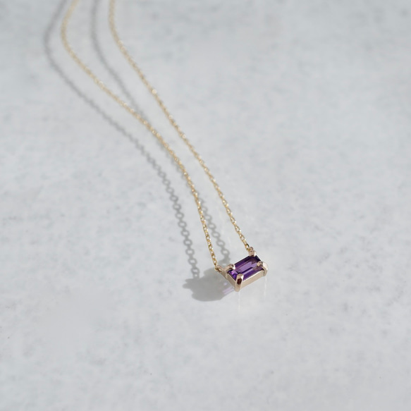 [二月] 紫水晶八角項鍊 [P086K10YG(AM)] 第5張的照片
