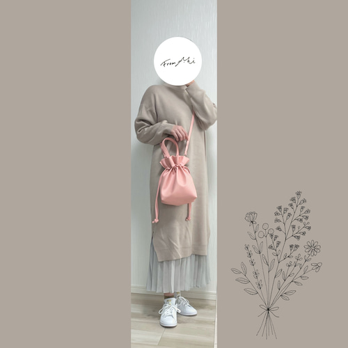 2way仕様］ペットボトルも入るレザー巾着バッグ 巾着バッグ from Mi