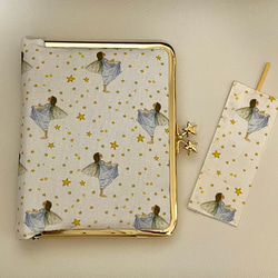 がま口ブックカバー*文庫本*450ページ対応サイズ＊ドイツ輸入生地