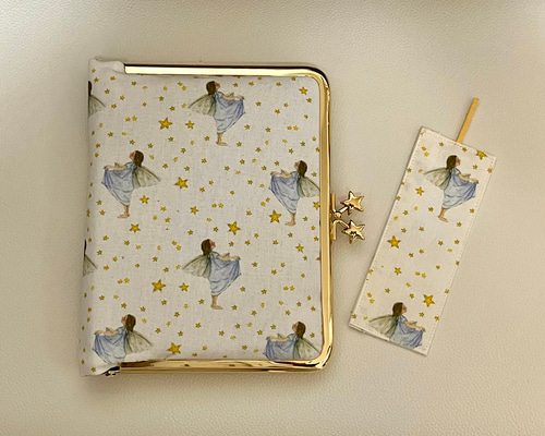 がま口ブックカバー*文庫本*450ページ対応サイズ＊ドイツ輸入生地