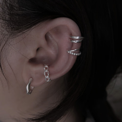 925純銀 鏈型圓珠 亮面 耳骨夾 耳環 單只 第9張的照片