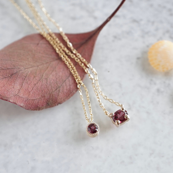 [January] Garnet oval necklace [P109K10(RG)] 4枚目の画像