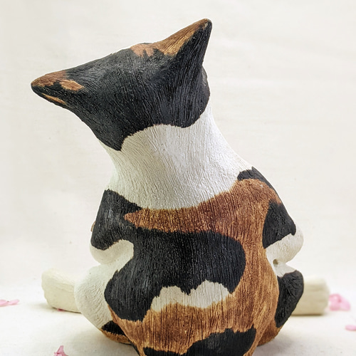 たい焼き猫」お花見おやつタイム 陶製オブジェ（大） 立体・オブジェ