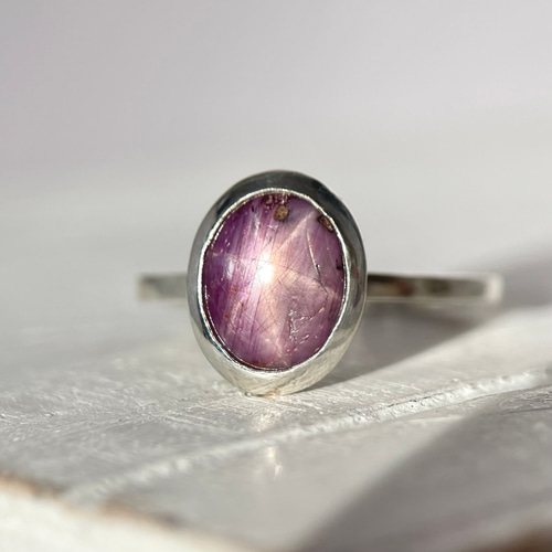 スターサファイア フォークリング　シルバー　12号　kitohi スターサファイアリング サイズ12号 シルバー950 〈送料無料〉SR-096