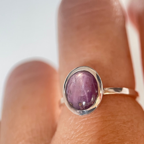 スターサファイアリング サイズ12号 シルバー950 〈送料無料〉SR-096