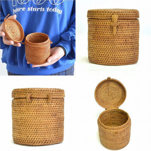 アタ 籐 手編み 天然 ナチュラル かご バスケット キッチン 綿棒入れ