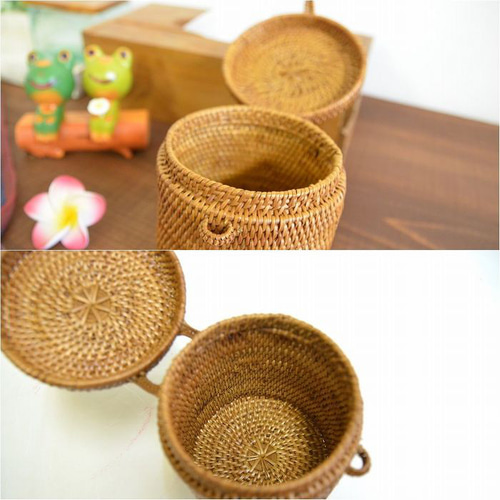 アタ 籐 手編み 天然 ナチュラル かご バスケット キッチン 綿棒入れ