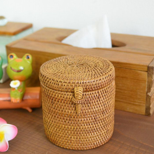 アタ 籐 手編み 天然 ナチュラル かご バスケット キッチン 綿棒入れ