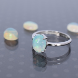 オパール指輪、リング：虹色みたいにカラフルにキラキラ輝く美しい天然石：シンプル、シルバー：Creema限定【送料無料】 2枚目の画像