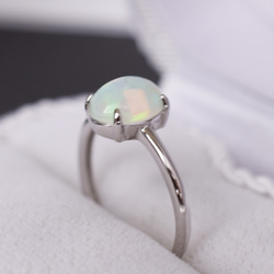 オパール指輪、リング：虹色みたいにカラフルにキラキラ輝く美しい天然石：シンプル、シルバー：Creema限定【送料無料】 4枚目の画像