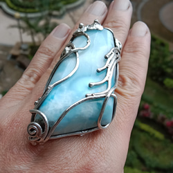 拉利瑪手工銀戒 純銀戒指 「The Wing」~ Larimar Silver Ring 第16張的照片