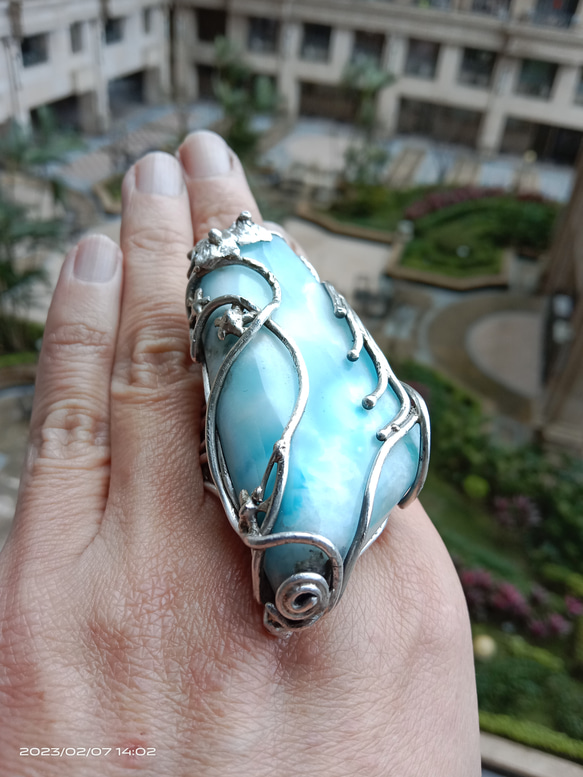 拉利瑪手工銀戒 純銀戒指 「The Wing」~ Larimar Silver Ring 第18張的照片