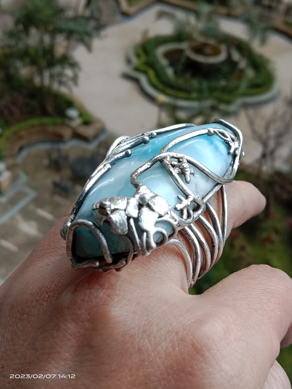 拉利瑪手工銀戒 純銀戒指 「The Wing」~ Larimar Silver Ring 第12張的照片