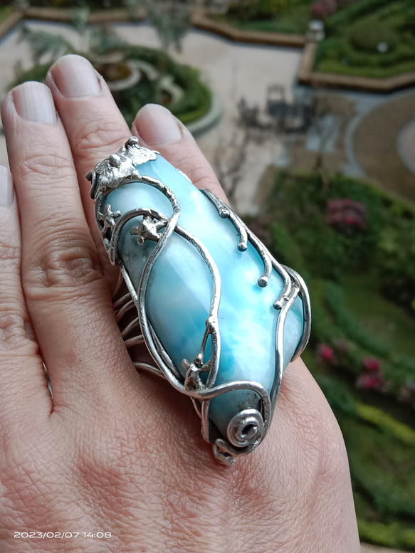 拉利瑪手工銀戒 純銀戒指 「The Wing」~ Larimar Silver Ring 第15張的照片