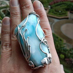 拉利瑪手工銀戒 純銀戒指 「The Wing」~ Larimar Silver Ring 第19張的照片