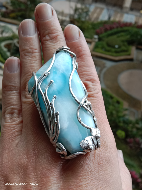 拉利瑪手工銀戒 純銀戒指 「The Wing」~ Larimar Silver Ring 第19張的照片