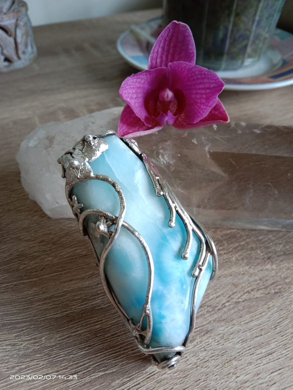 拉利瑪手工銀戒 純銀戒指 「The Wing」~ Larimar Silver Ring 第1張的照片