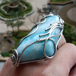 拉利瑪手工銀戒 純銀戒指 「The Wing」~ Larimar Silver Ring 第17張的照片