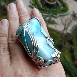 拉利瑪手工銀戒 純銀戒指 「The Wing」~ Larimar Silver Ring 第13張的照片