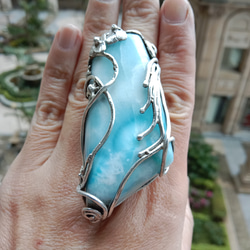 拉利瑪手工銀戒 純銀戒指 「The Wing」~ Larimar Silver Ring 第20張的照片