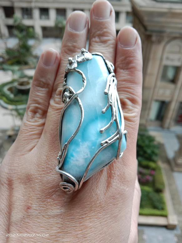 拉利瑪手工銀戒 純銀戒指 「The Wing」~ Larimar Silver Ring 第20張的照片