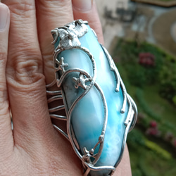 拉利瑪手工銀戒 純銀戒指 「The Wing」~ Larimar Silver Ring 第14張的照片