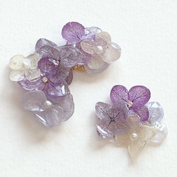 再販3【rie.t】ラベンダーカラーの紫陽花イヤーカフ 3枚目の画像