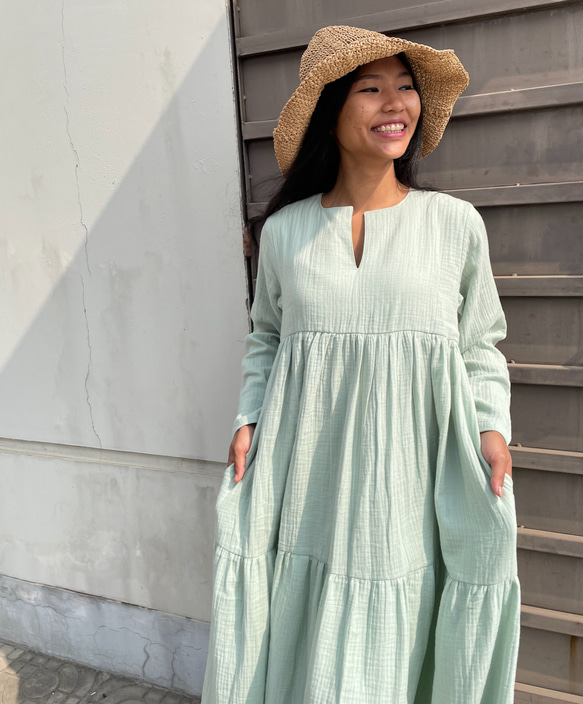 ミントグリーンダブルガーゼ/ティアードワンピース 洋裝 Jonno 的作品