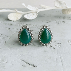 天然石×ボールチェーンピアス（ブルーコッパーターコイズ） ピアス