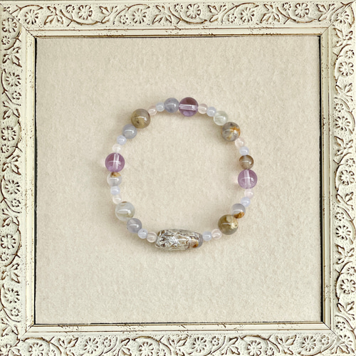 母岩付きブルーカルセドニー＋ピンクアメシスト＋ブルーレースの