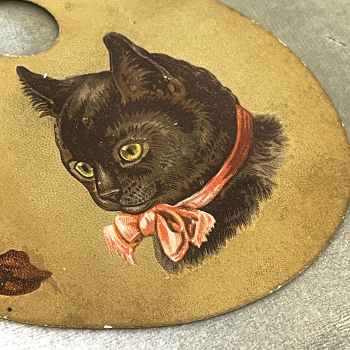アンティーク　ビンテージ　フランス　１９００年頃　猫　ネコ　古い額縁　壁掛け