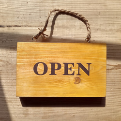 クラシック木製看板 OPEN CLOSED 吊り下げ / 自然塗装 表札