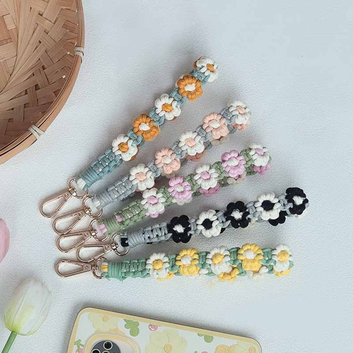 42色以上 デイジー/花手編み スマホショルダー☆手に持てる長い