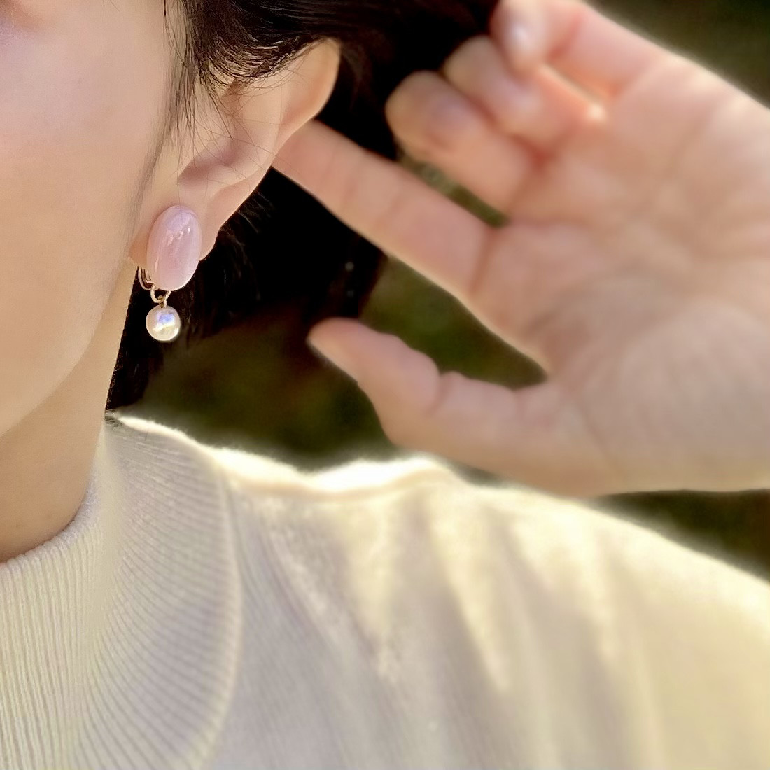 桜が待ち遠しい・耳飾り〜ピンクシェルとあこやバロック真珠〜桜ハンドメイド2023