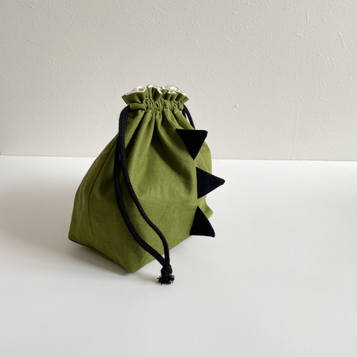 専用★ラスト✳︎母made品✳︎恐竜柄　巾着  ブラウン　コップ袋などに♪ 専用☆ラスト✳︎母made品✳︎恐竜柄 巾着 ブラウン コップ袋などに