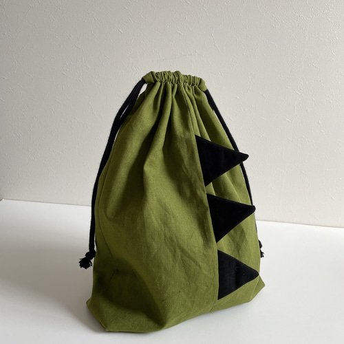 ✳︎オーダー品✳︎恐竜柄✖️ベージュ　巾着　コップ袋などに♩ goo-848_200.gif