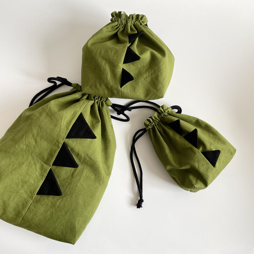 親子の恐竜巾着3点セット コップ入れ/お着替え袋/お弁当袋 その他入園