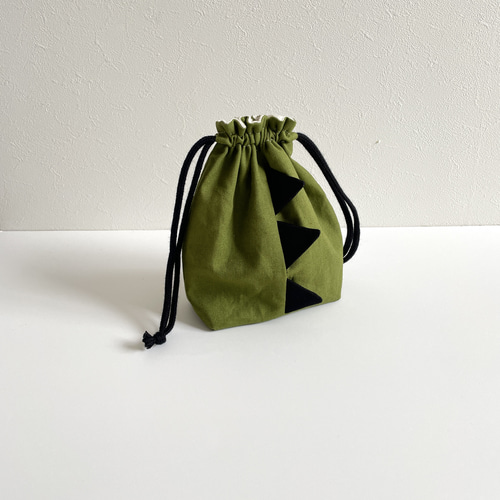 専用★ラスト✳︎母made品✳︎恐竜柄　巾着  ブラウン　コップ袋などに♪ 専用☆ラスト✳︎母made品✳︎恐竜柄 巾着 ブラウン コップ袋などに